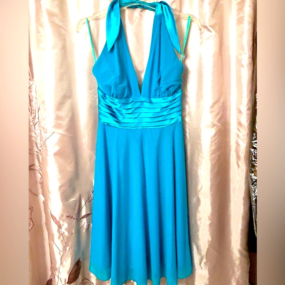 Turquoise Halter Tulle Dress